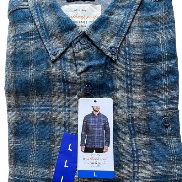 Men's Full Sleeves Shirts, Weatherproof Vintage, L, Blue, NWT - Picture 1 of 8